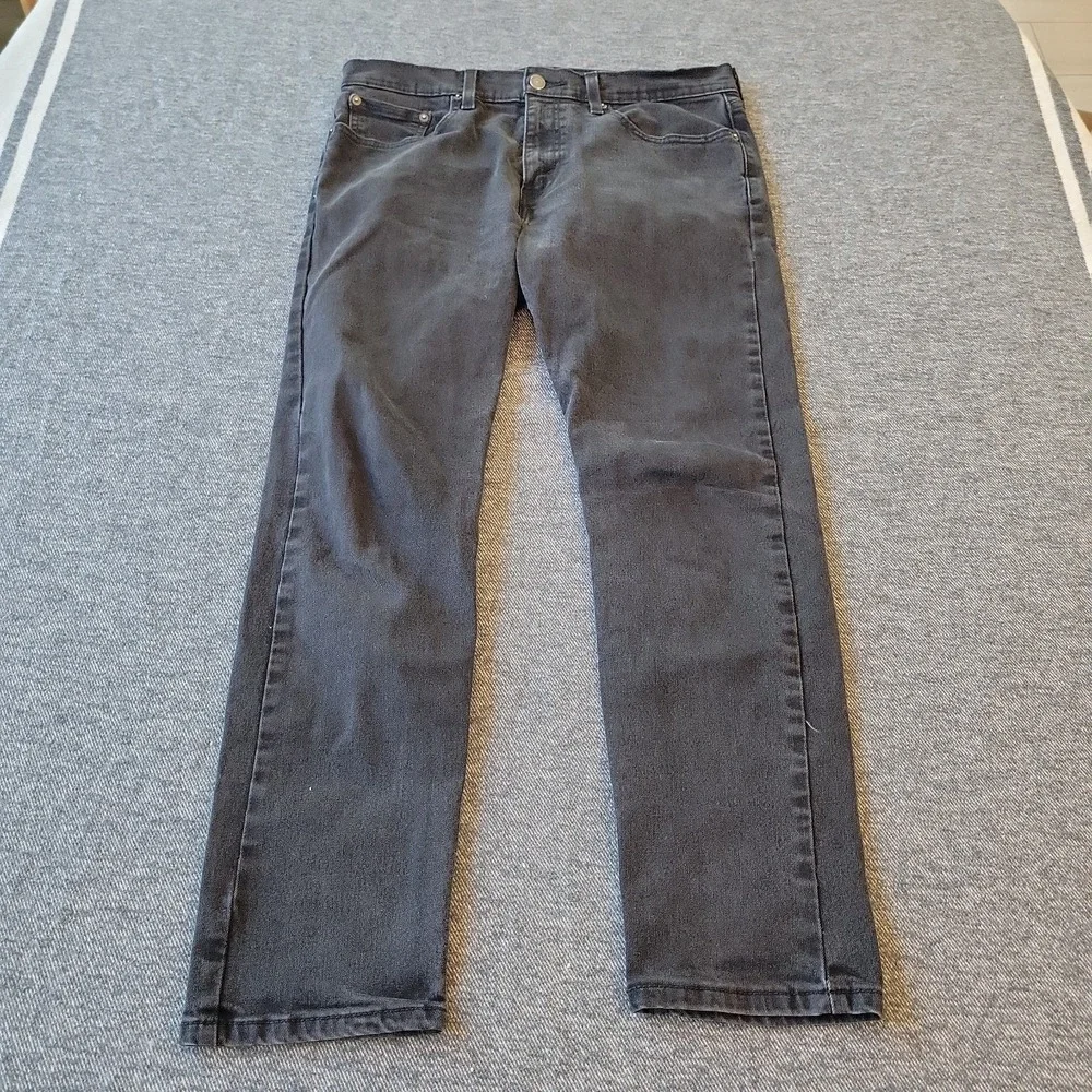 Levi's 502 Jeans Mens 32x30 (32x29) Black Denim Stretch Tapered Straight Regular